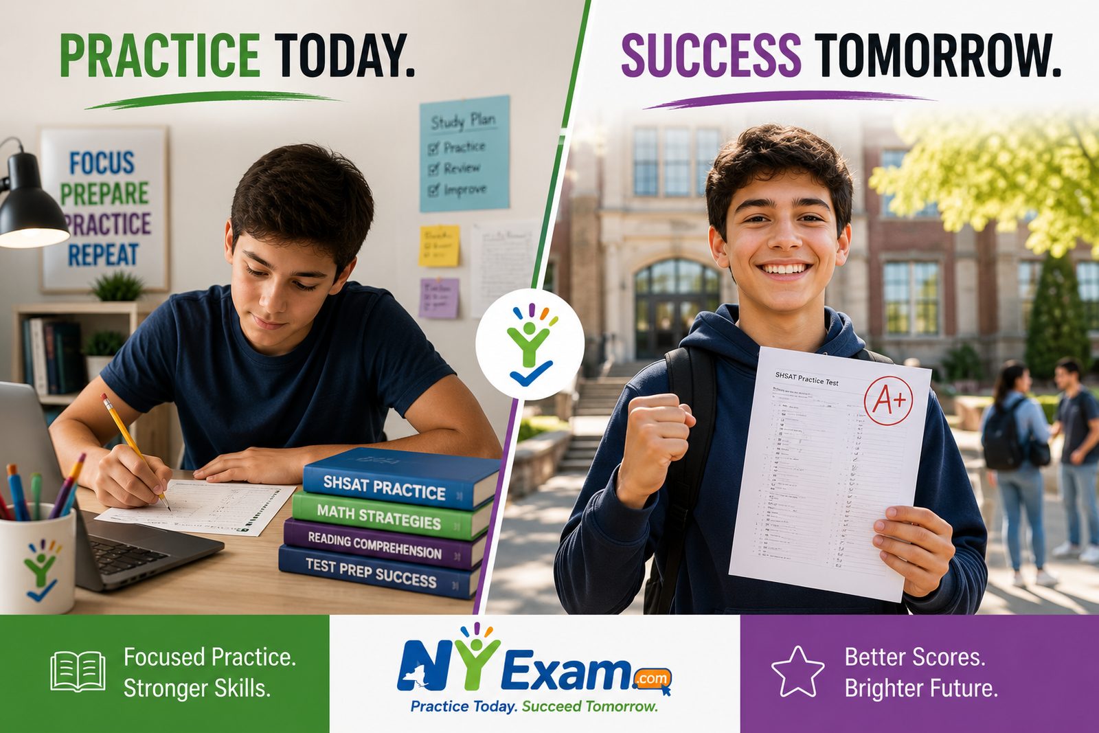 Practice today, succeed tomorrow — students preparing for New York exams